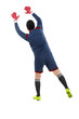 Back view of goalkeeper catch ball