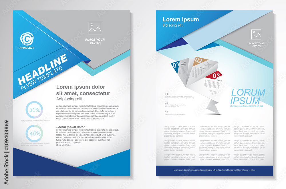 Vector Brochure Flyer design Layout template, size A4, Front page and back page, infographics. Easy to use and edit. - obrazy, fototapety, plakaty 