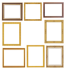 Canvas Print - The antique gold frame on the white background