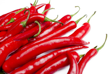 Poster - Hot Chilli Peppers on White Background