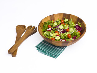 Poster - green salad with tongs