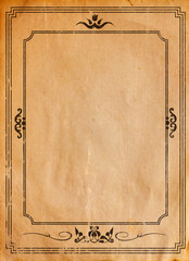 Wall Mural - old paper with patterned vintage frame - blank for your design