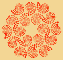 A Rosette Of Dots Spirals In Red And Ivory
