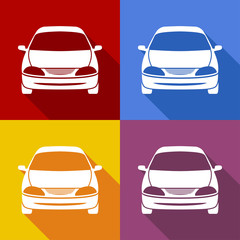 Poster - Icono plano coche frontal con sombra en varios colores