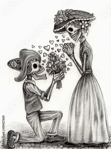 Fotomural Día del cráneo del arte de los muertos