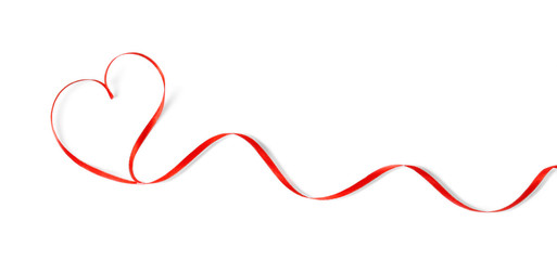 Red heart ribbon isolated on white