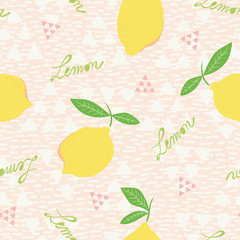 Fototapete - seamless pattern with lemon fruits