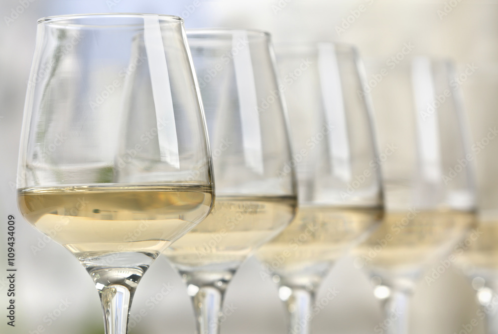 Glasses of white wine closeup