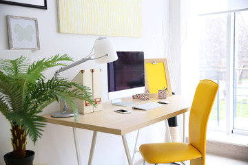 Poster - Stylish workplace with computer at home