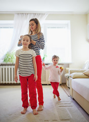 Wall Mural - mother and daughter at home photo