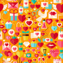 Naklejka na meble Valentine Day Vector Flat Design Orange Seamless Pattern