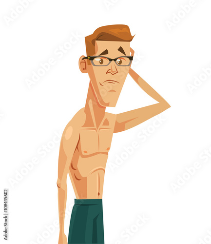 Weak man. Vector flat cartoon illustration Vecteur Stock | Adobe Stock