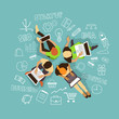 © sweet kiwi - remote work. Internet technology. vector illustration