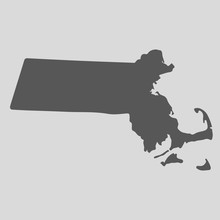 Black Map State Massachusetts - Vector Illustration.