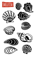 Wall Mural - Shellfish, vector cartoon illustration