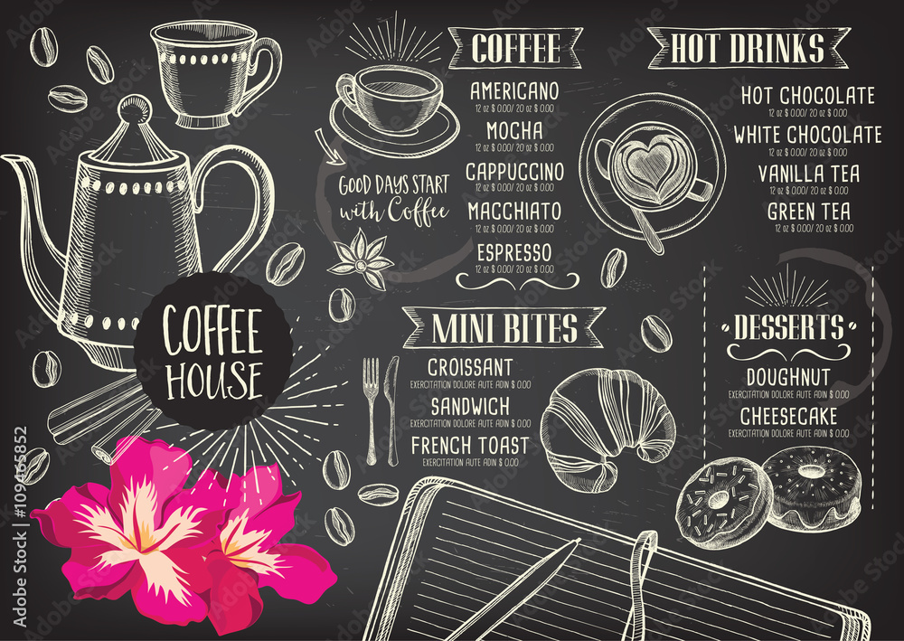 Coffee restaurant cafe menu, template design. Stock Vector | Adobe Stock