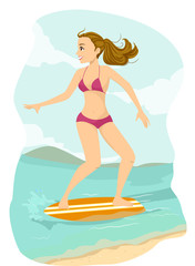 Wall Mural - Teen Girl Skim Board