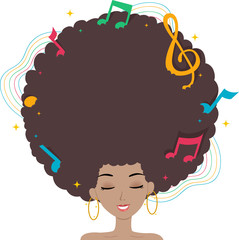 Wall Mural - Teen Girl Hair Music