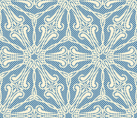 Canvas Print - Seamless lace pattern on blue bacground