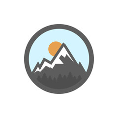 Wall Mural - vector flat mountain icon