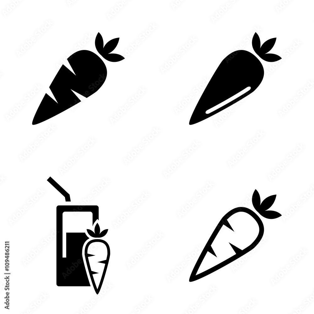 Vector black carrot, carrot meals icons set - obrazy, fototapety, plakaty 