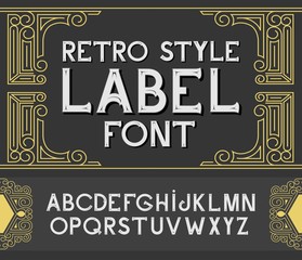 Sticker - Vector vintage label font.  Retro style