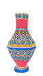 An Egyptian decorated colorful pottery vessel (arabic: Kolla) made of clay, One of the art works of a contemporary Egyptian artist specialized in pottery painting art