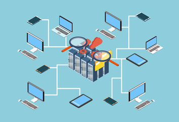 Wall Mural - database server search data 3d isometric design
