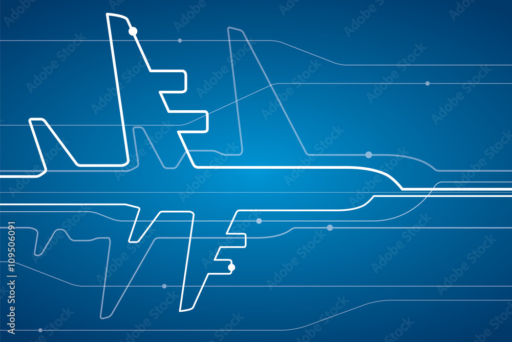 Abstract airplane white lines, vector design lines background, aviation wallpaper - obrazy, fototapety, plakaty 