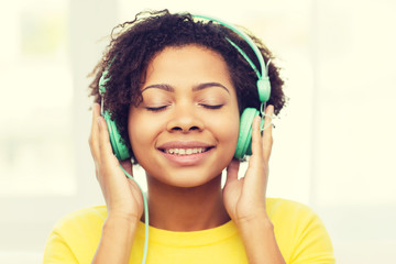 Sticker - happy woman with headphones listening to music