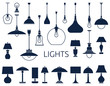 Vector icons of lamps