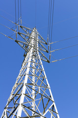 electric tower high voltage post with blue sky