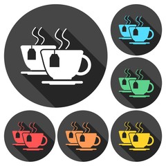 Wall Mural - Tea - vector icons set with long shadow