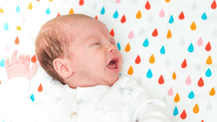 Wall Mural - Newborn baby screaming in pain with colic