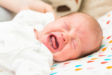 Wall Mural - Newborn baby screaming in pain with colic