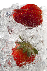 Sticker - strawberries in ice cubes.