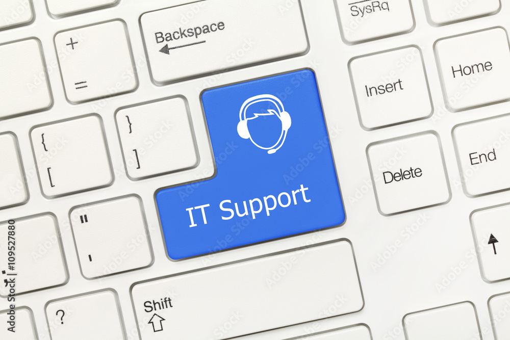 Support Computer Key Image White conceptual keyboard - IT Support (blue key) Stock Photo | Adobe Stock