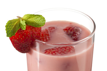 Canvas Print - close-up shot of strawberry milkshake.