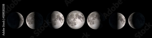 Zdjęcie XXL Kolaż fazy księżyca na czarnym tle