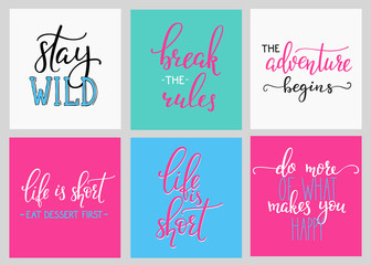 Wall Mural - Lettering vector postcard quotes set