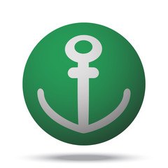 Wall Mural - White Anchor web icon on green sphere ball