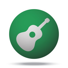 Wall Mural - White Guitar web icon on green sphere ball