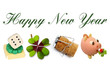 Happy New Year mit Glückssymbolen