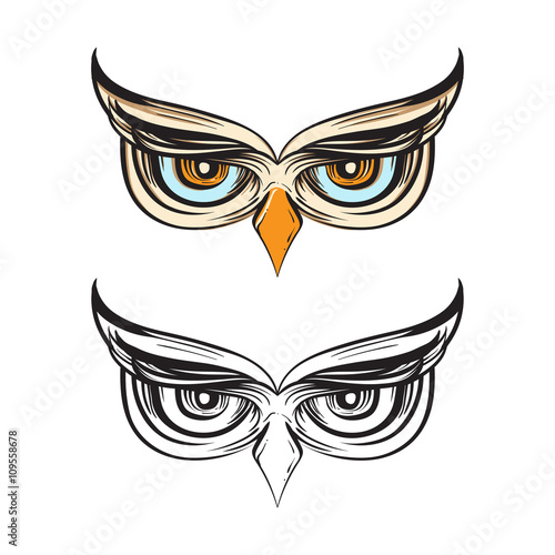 Ethnic Owl Bird Eyes Drawing Ornament Illustration Buy This