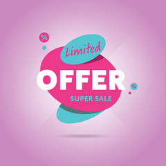 Wall Mural - limited special offer badge vector flat design style. colorful abstract promo label or tag. super sa