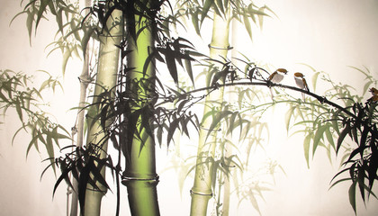 Fototapeta Wyciągnąć rękę malarstwo tuszem bambusa