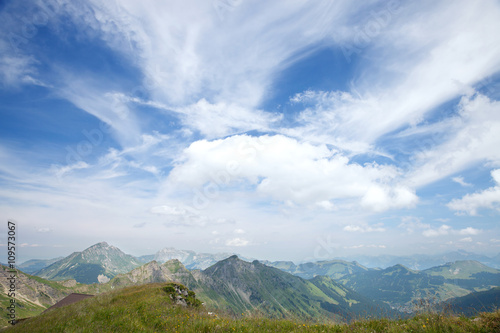 Fotografie, Obraz The panoramic view of mountain summits in Alps
