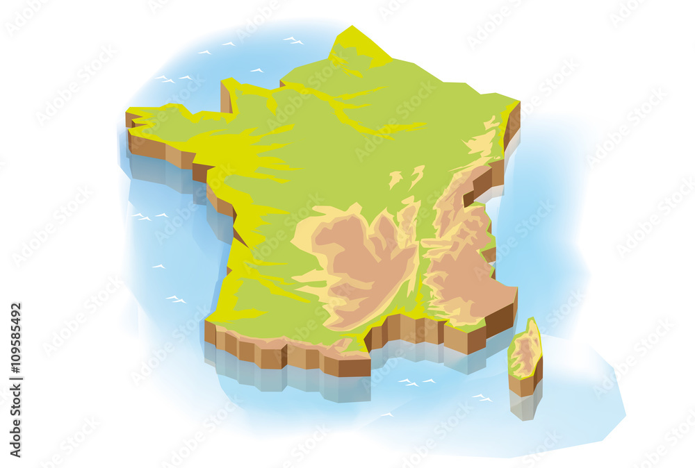 CARTE DE FRANCE - Relief - vecteur Stock Vector | Adobe Stock
