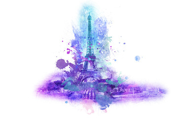 Eiffel tower splatter paint symbol