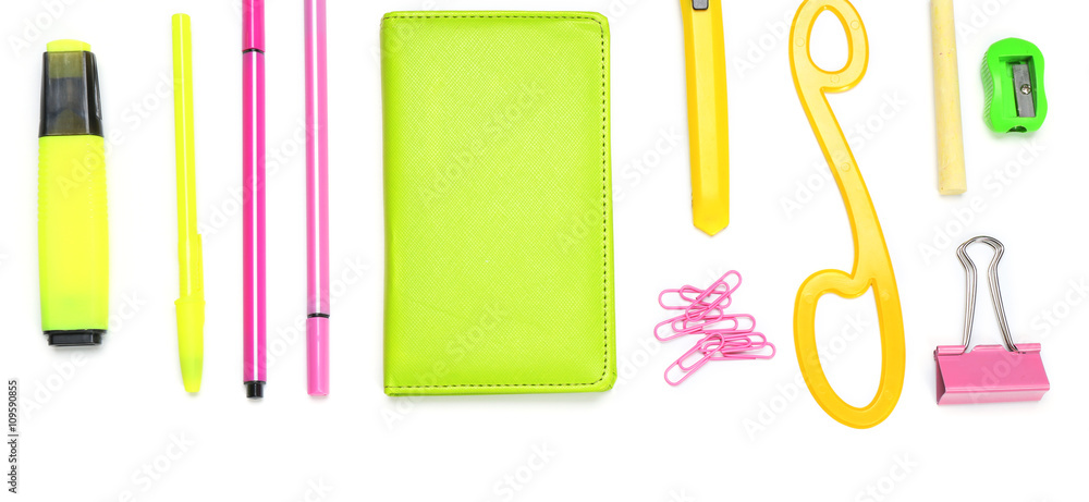 Frame of stationery isolated on white